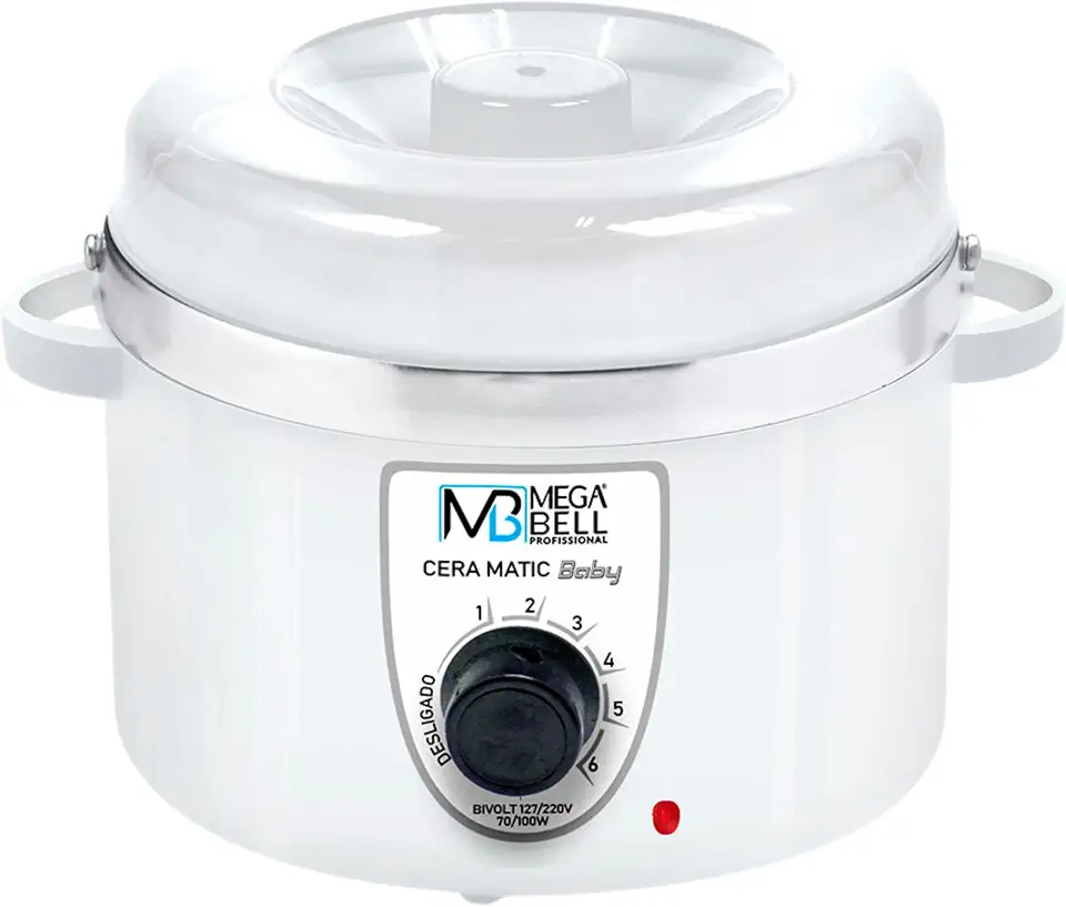 Mega Bell, Panela aquecedora de cera para depilação, Termocera, Cera-Matic Baby, Sem refil, Bivolt, 200g, Branca