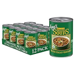 Amy's Soup, Vegan, Gluten Free, Organic Rustic Italian Vegetable (Mushrooms, Brown Rice and Beans) 14 oz (Pack of 12)