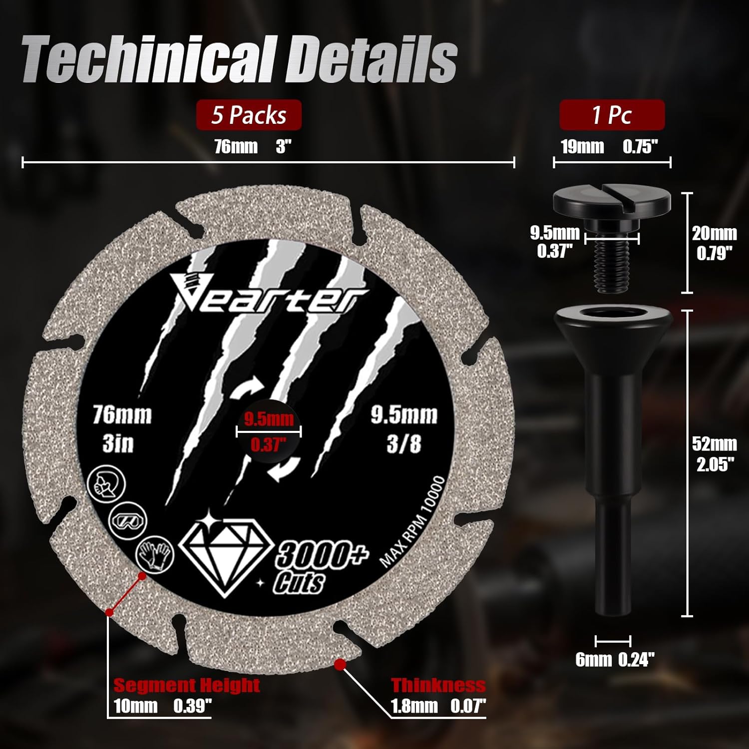 5PCS Diamond Cutting Discs Double-Sided, 76mm Cutting Disc for Die Grinder/Electric Drill, Metal Cutting Discs with 6mm Mandrel for Iron, Steel, Cast Iron