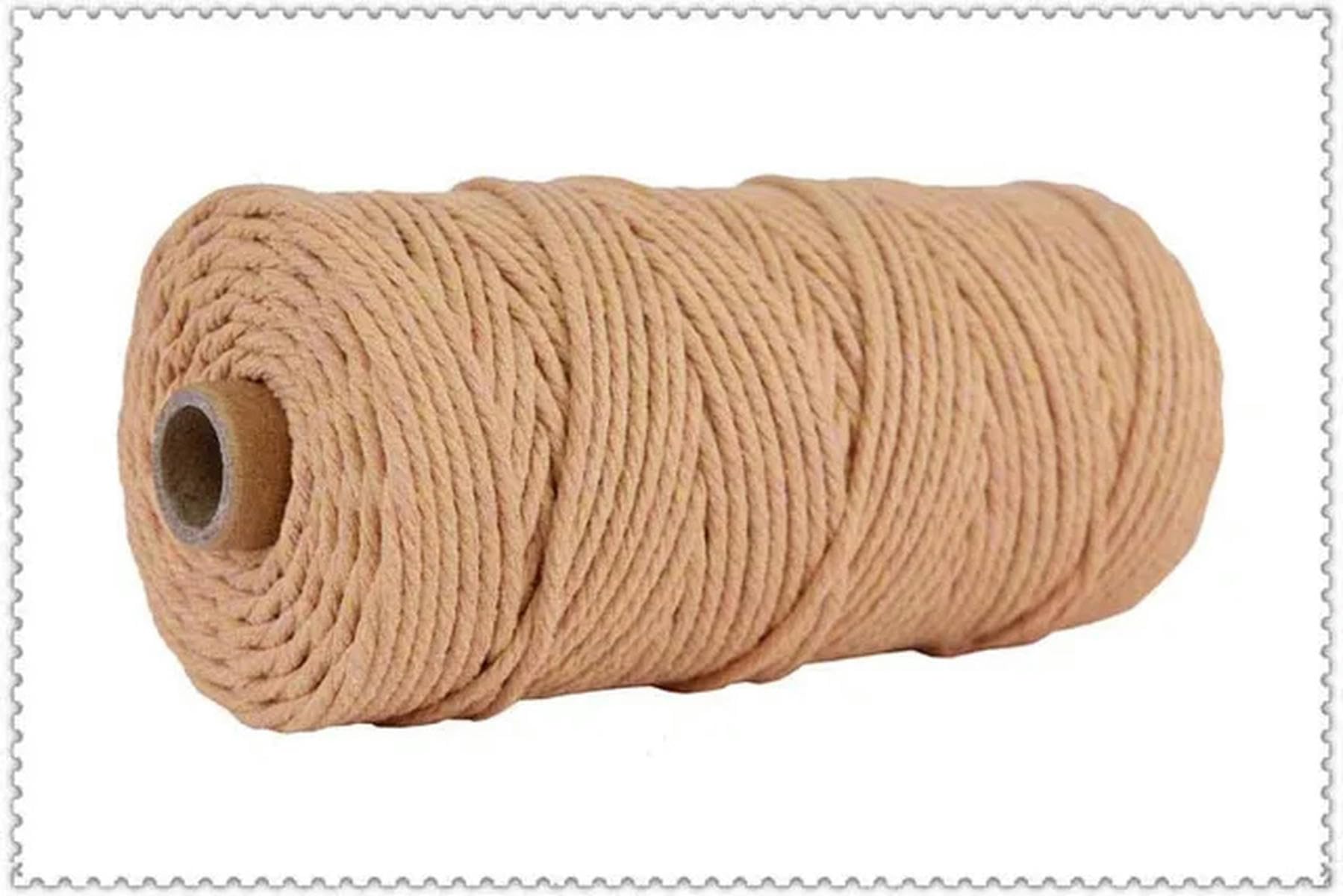 Macrame Cord Twisted String Cotton 3mm Macrame String 110 yards Multicolor(Coffee-2)