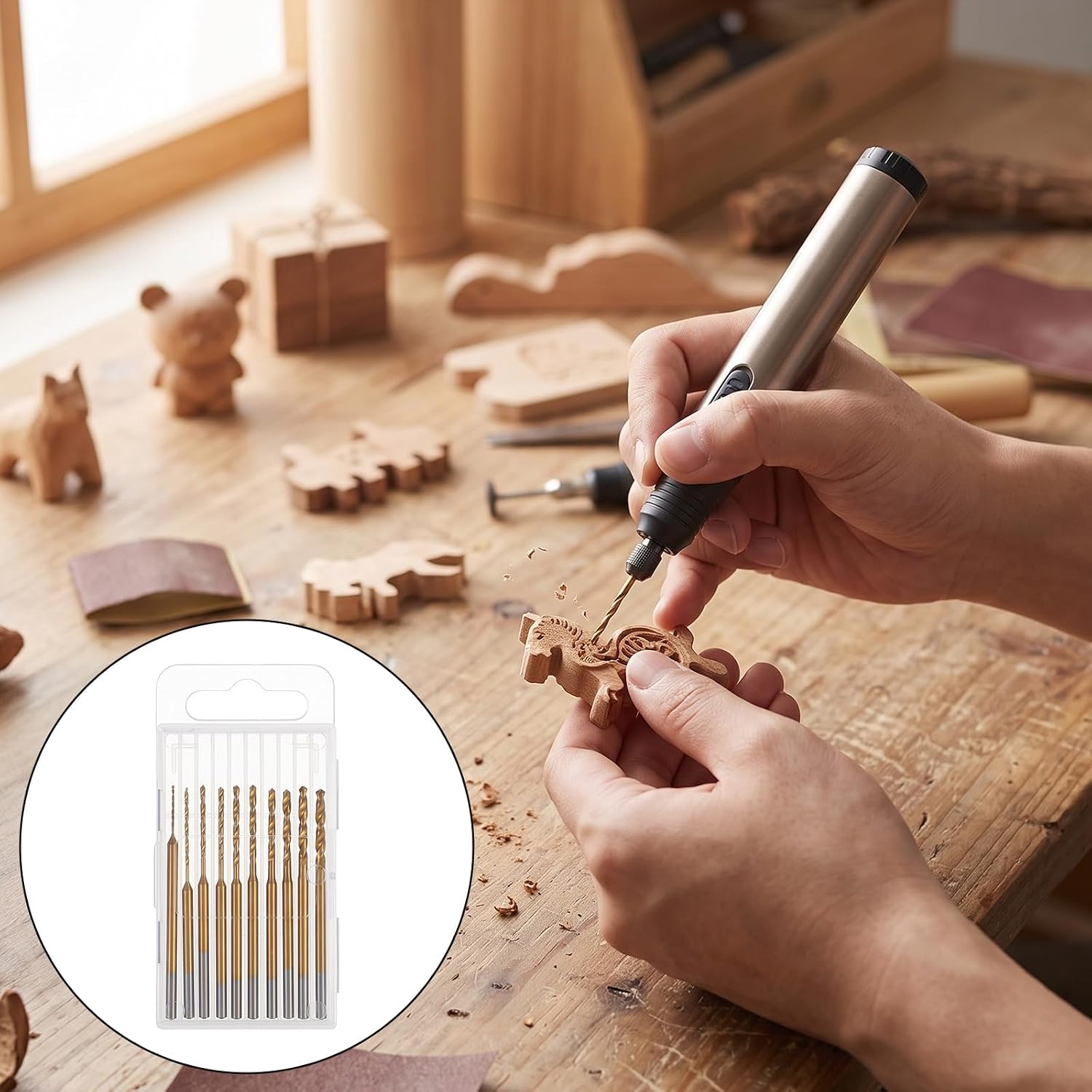 10 Pack Mini Twist Drill Bit, 0.6-2.2mm Titanium Coated HSS Step Drill Bits