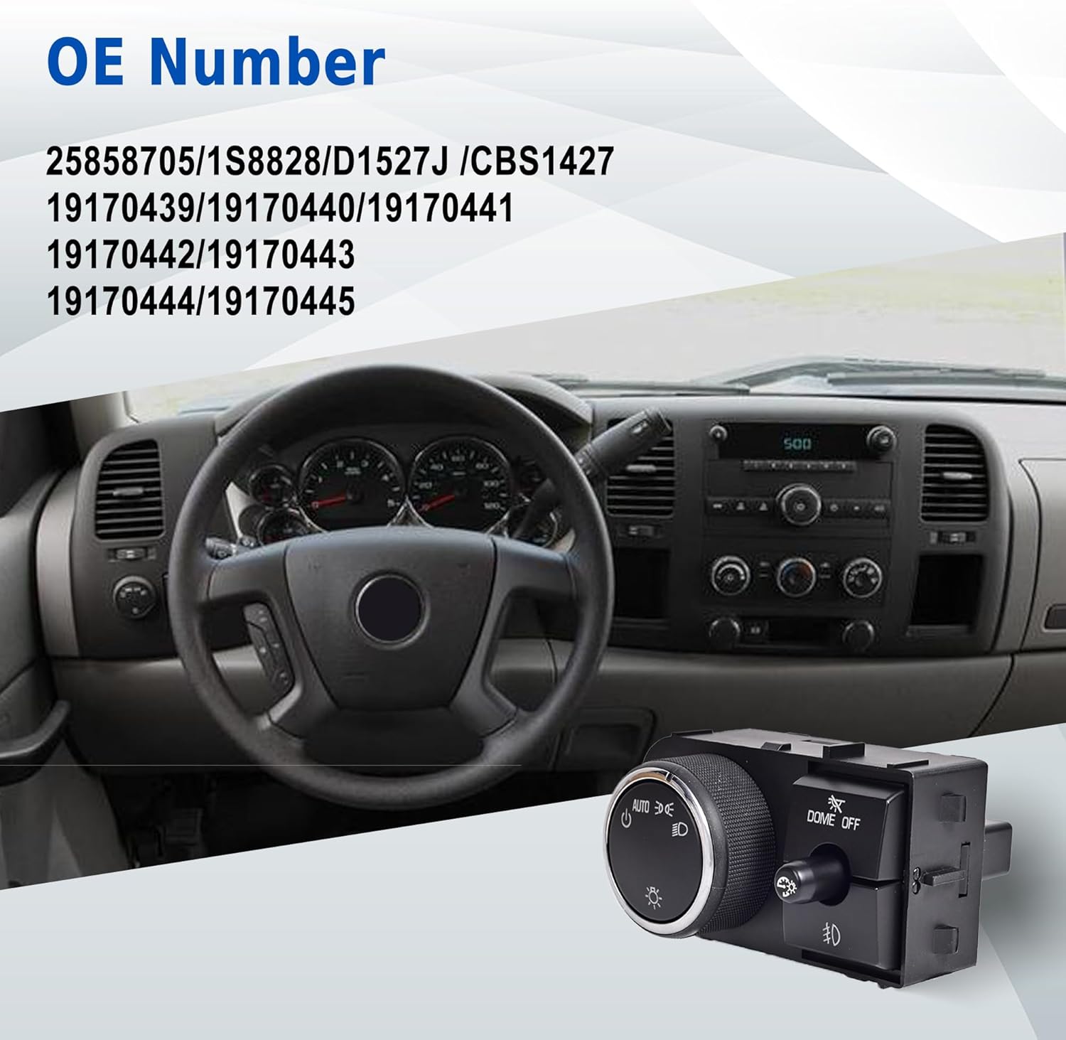 25858705 Headlight Switch Dimmer Switch and Fog Light Wiring Harness Compatible with 2007-2014 Silverado Suburban Tahoe GMC Sierra Yukon XL 15096895 1527J 19170439