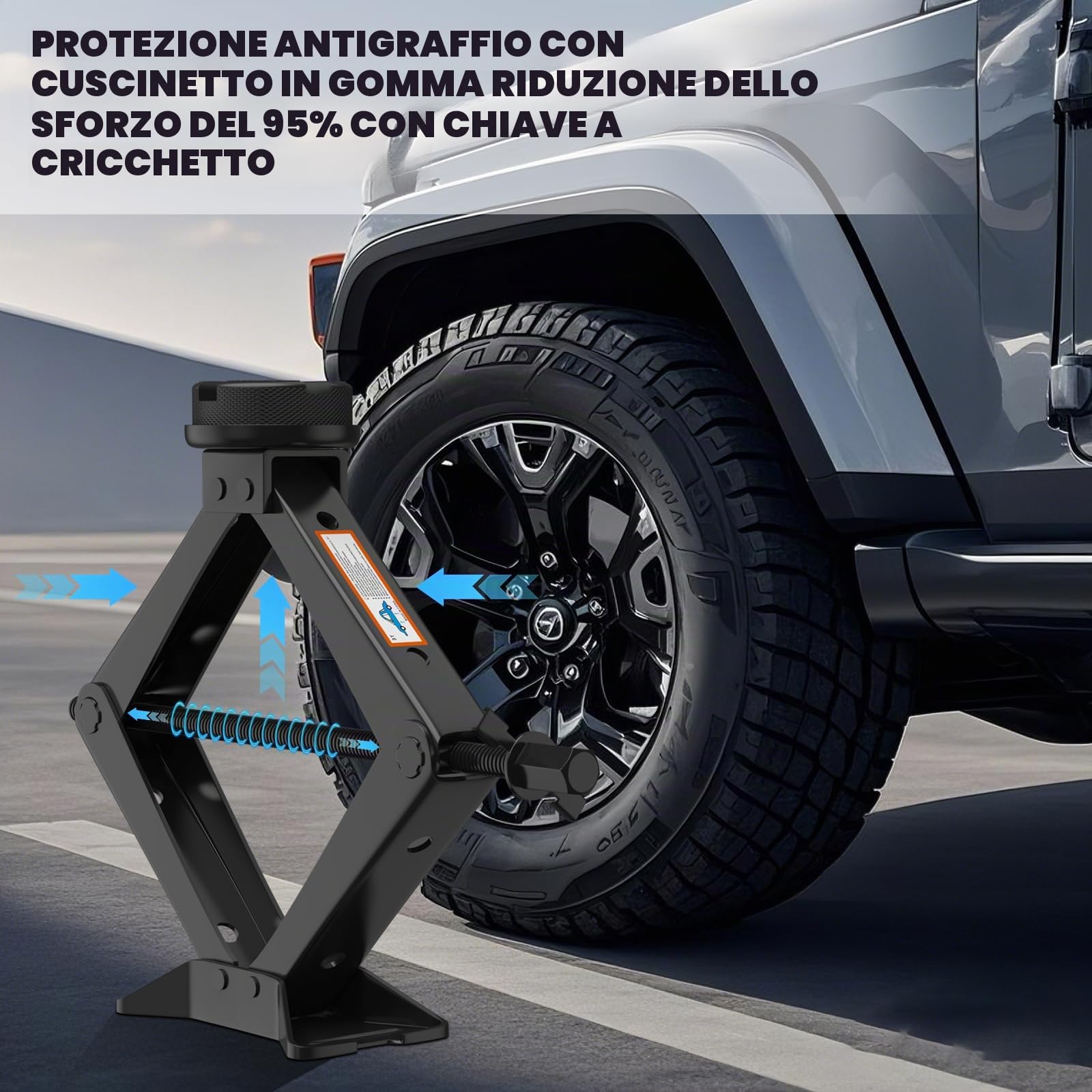 IMAYCC Nuovo Aggiornamento Cric Per Auto 3T/3000kg, Cric Auto Con Universale Tampone In Gomma, Cric Portatile Per Auto Con Chiave Per Dadi Ruota, Kit Emergenza Auto Per SUV MPV Tesla Model 3/Y/S/X