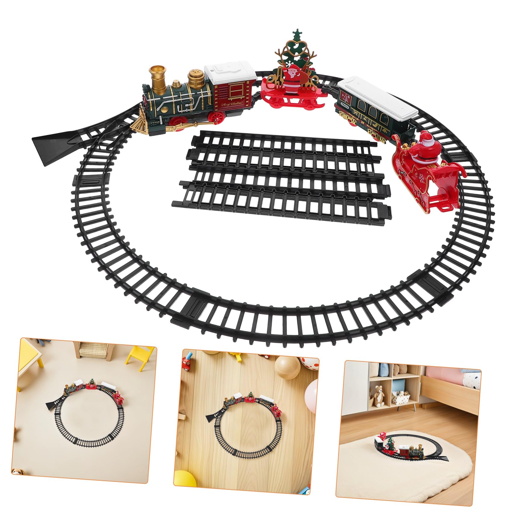 minkissy Trenino Giocattolo Elettrico con Binari per Natale di Trenino Batteria con Luci e Musica Decorazione Natalizia per Ragazzo Ragazza Ragazza Facile da Montare Sotto Albero