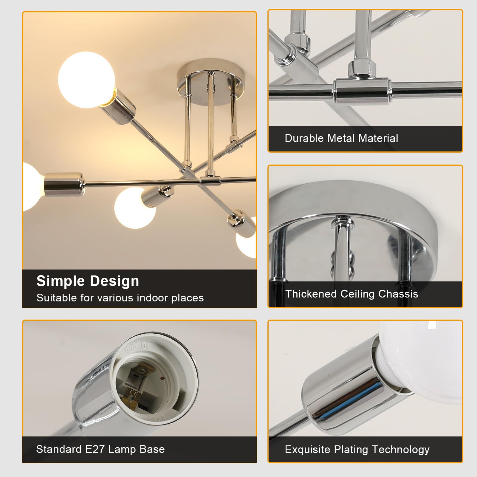Comely Modern 6 Heads Sputnik Light, Adjustable Ceiling Lamp with E27 Base - Image 4