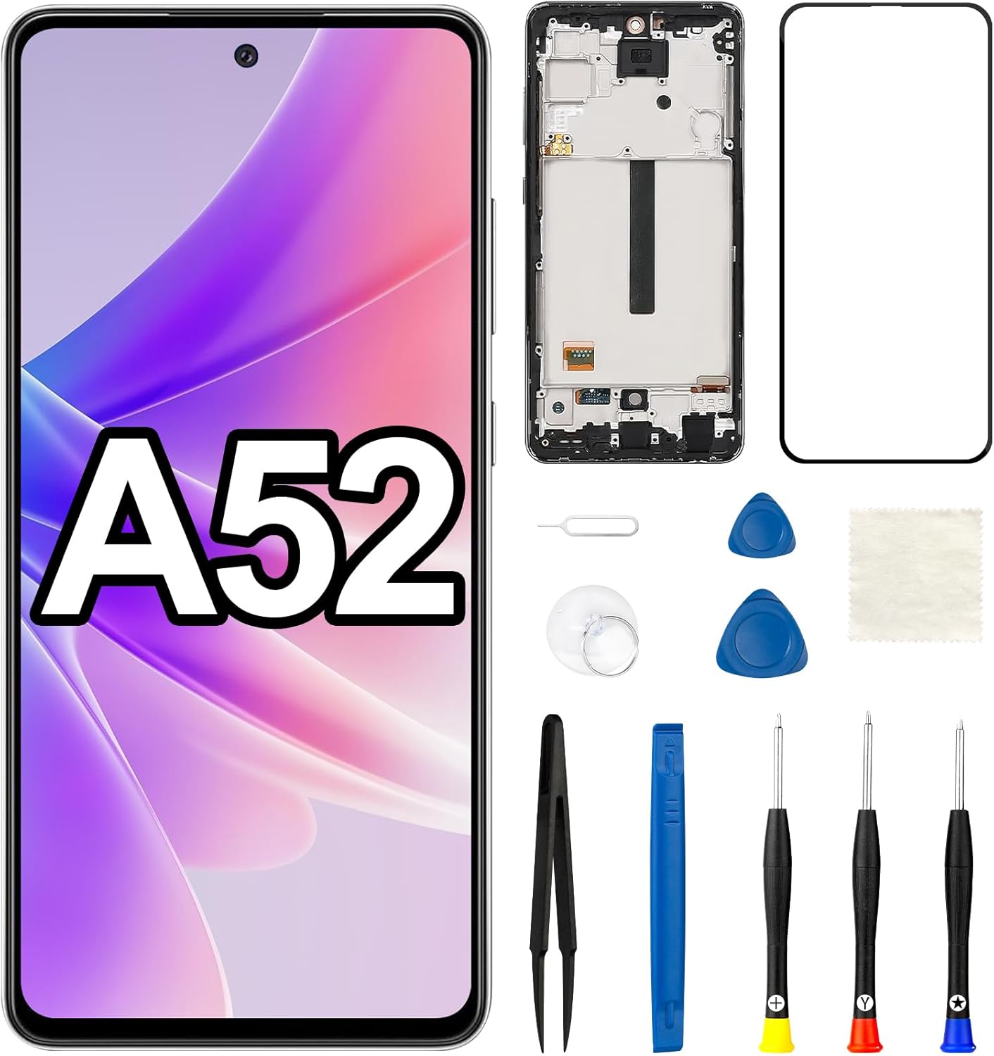 for Samsung Galaxy A52 A526U 5G Screen Replacement with Frame SM-A525F LCD Display Touch Digitizer Full Assembly Repair Kits 6.5 inch