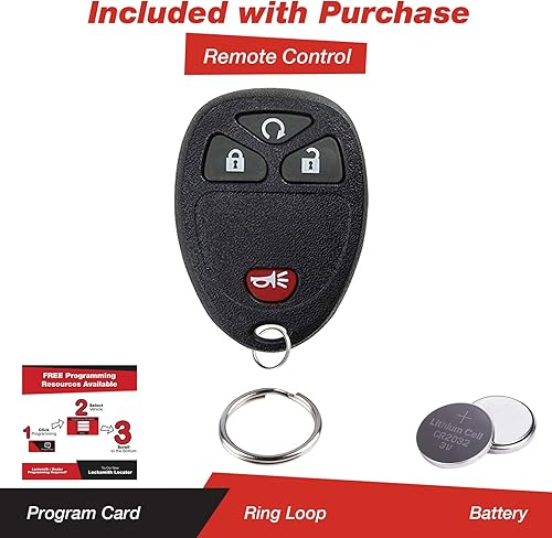 Miniatura 2 de KeylessOption Reemplazo de llavero de coche con control remoto de entrada sin llave para 15913421 con llave