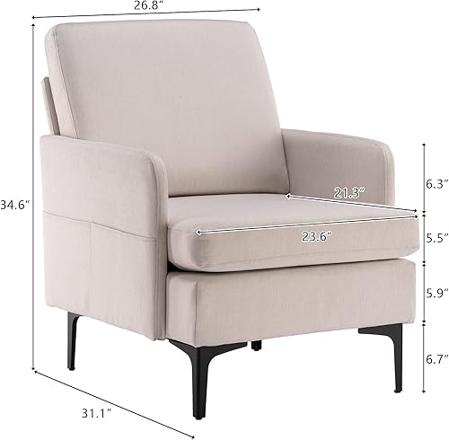 Miniatura 2 de Pvillez Silla decorativa sillas de sala de estar sillas de dormitorio para adultos silla lateral de sofá individual sillón de lectura moderno y