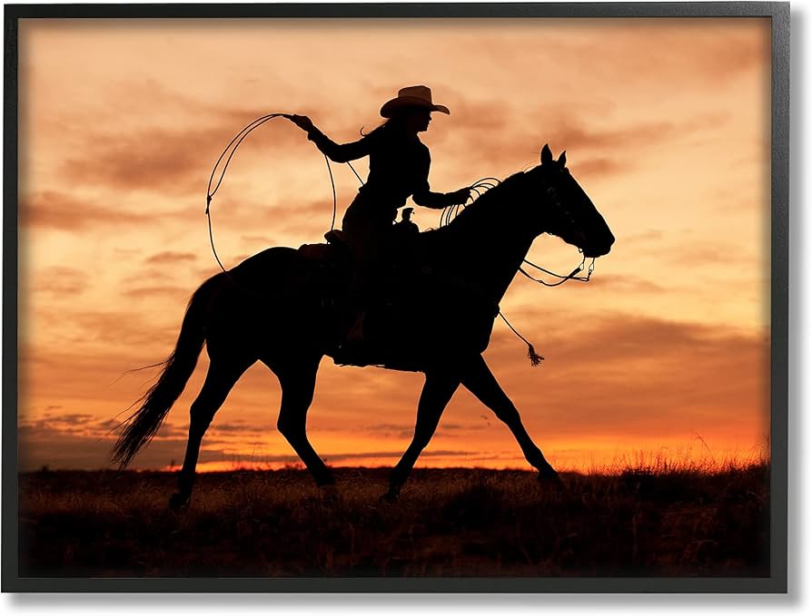 Amazon.com: Stupell Industries Cowgirl Sunset Silhouette