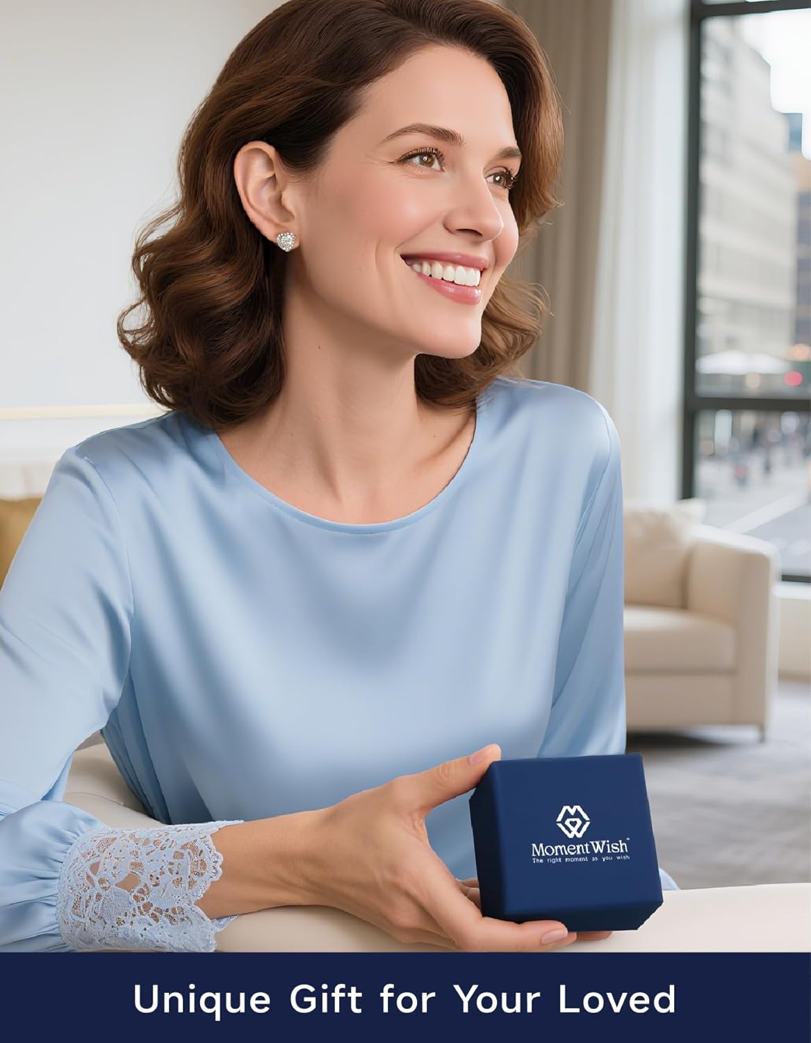 MomentWish Moissanite Earrings for Women, Gifts for Christmas, 1/2 Carat Moissanite Stud Earrings, D Color VVS1 Simulated Diamond 925 Sterling Silver Halo Earrings for Birthday Anniversary - Image 6