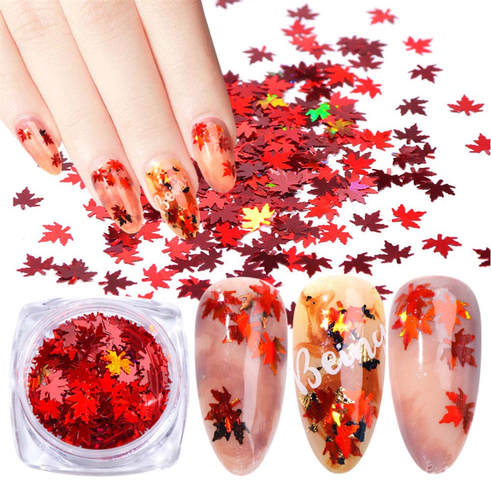 Fall Nail Art Stickers Maple Leaf Nail Art Sequins Nails Supply 2 Box Autumn Gradient Maple Leaves Thin Nail Sequin 3D Maple Leaves Glitters Nail Flakes Acrylic Manicure Tips Accessories Decorations : Beauty & Personal Care