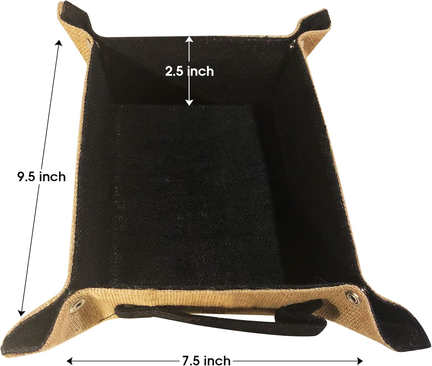 Ancient Wisdom Jute Natural Snap Tray with Handle/Spa Tray/Gift Tray/Valet Tray/Square Tray/Shallow Tray Basket (Black)