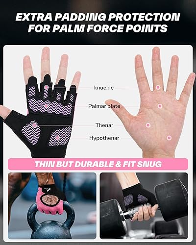 Miniatura 2 de Sportneer Workout Gloves for Men & Women, Full Palm Protection Breathable Exercise Gloves wCurved Open Back, Lightweight Fitness Gloves for Pull Up,