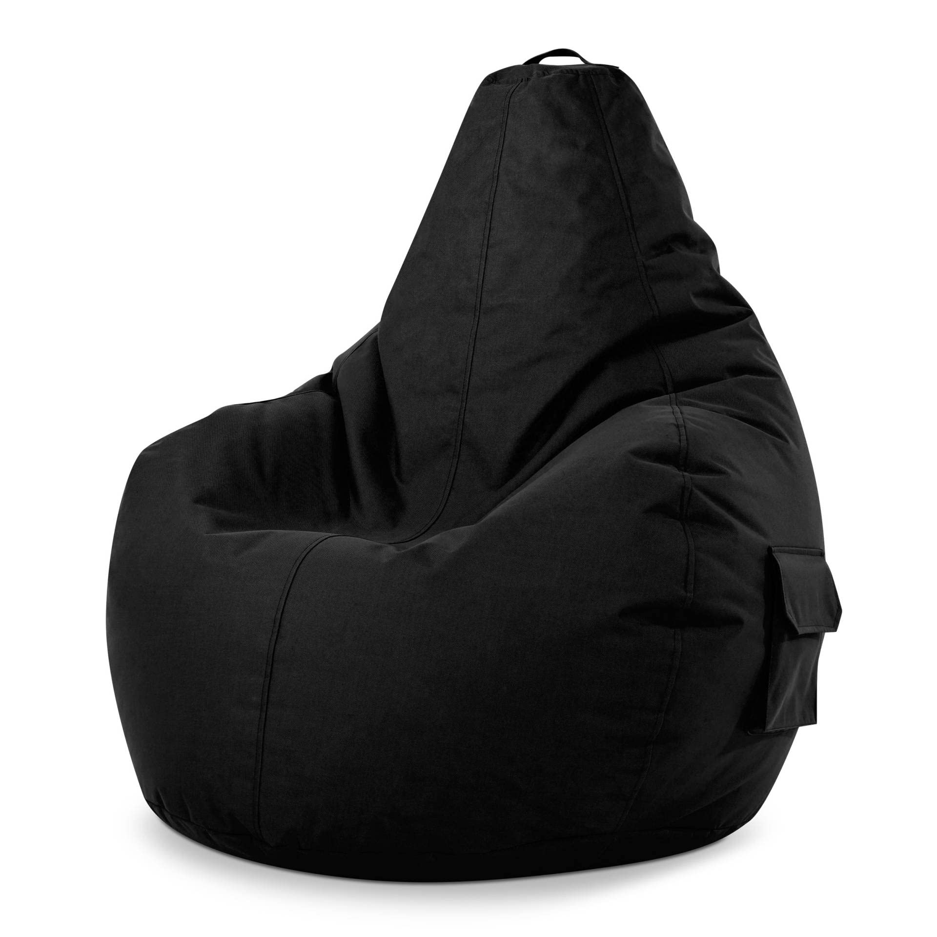 Green Bean© Poltrona a sacco con schienale 80x70x90cm - Sedia Gaming 230 litri di imbottitura accogliente, morbida, e lavabile - Cuscino pavimento Pouf Sgabello Poltrona da gioco Relax Nero