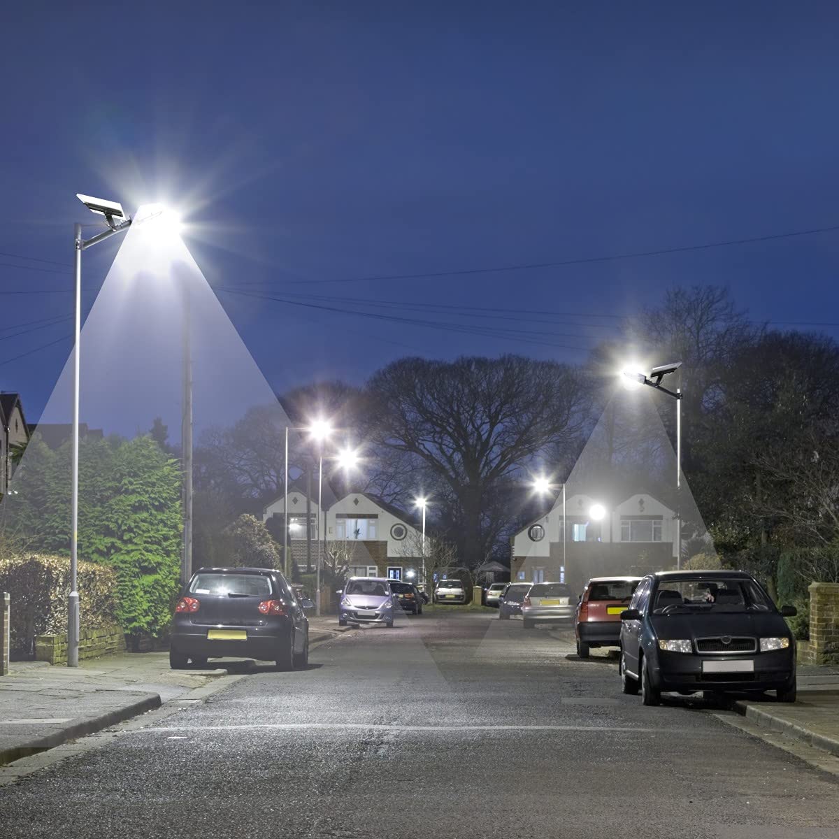 Lampa solarna LED/lampa uliczna z dopasowanym modułem solarnym. 60 W. 6000 K. Do użytku na zewnątrz i baterii litowo-jonowej. Z pilotem zdalnego sterowania