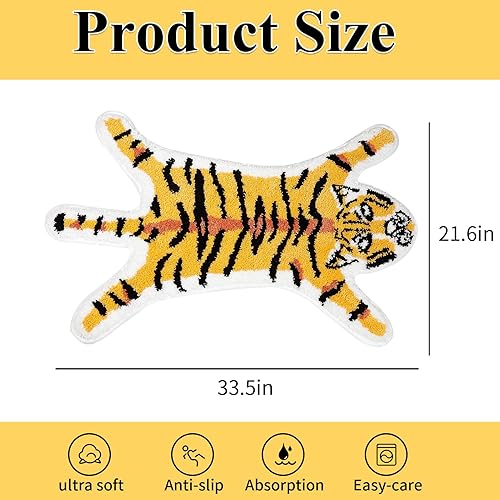 Miniatura 9 de Tapete con estampado de tigre para baño, tapete antideslizante de tigre, tapete absorbente para la bañera para decoración del hogar pequeño,