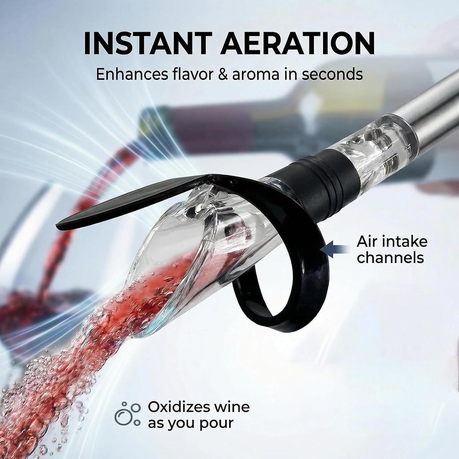 3-in-1 Wine Chiller Stick with Aerator & Pourer for Wine Bottles