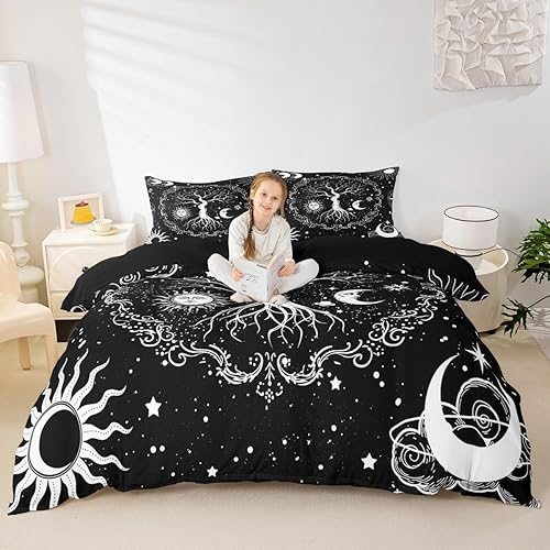 Miniatura 37 de Erosebridal Juego de cama de flores hippie, decoración de cumpleaños, funda de edredón, lindo juego de ropa de cama floral arcoíris para niñas y