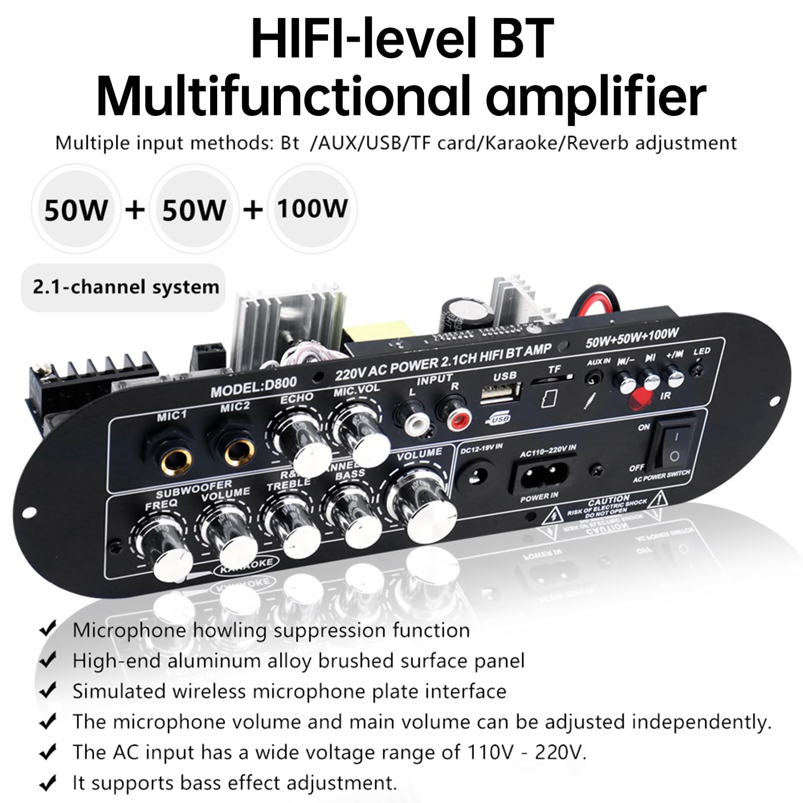Wzmacniacz Audio z Obwodem Zabezpieczającym — Zaawansowany Cyfrowy Wzmacniacz Mocy HiFi z technologią 5.0 dla Entuzjastów Dźwięku (Wtyczka UE)