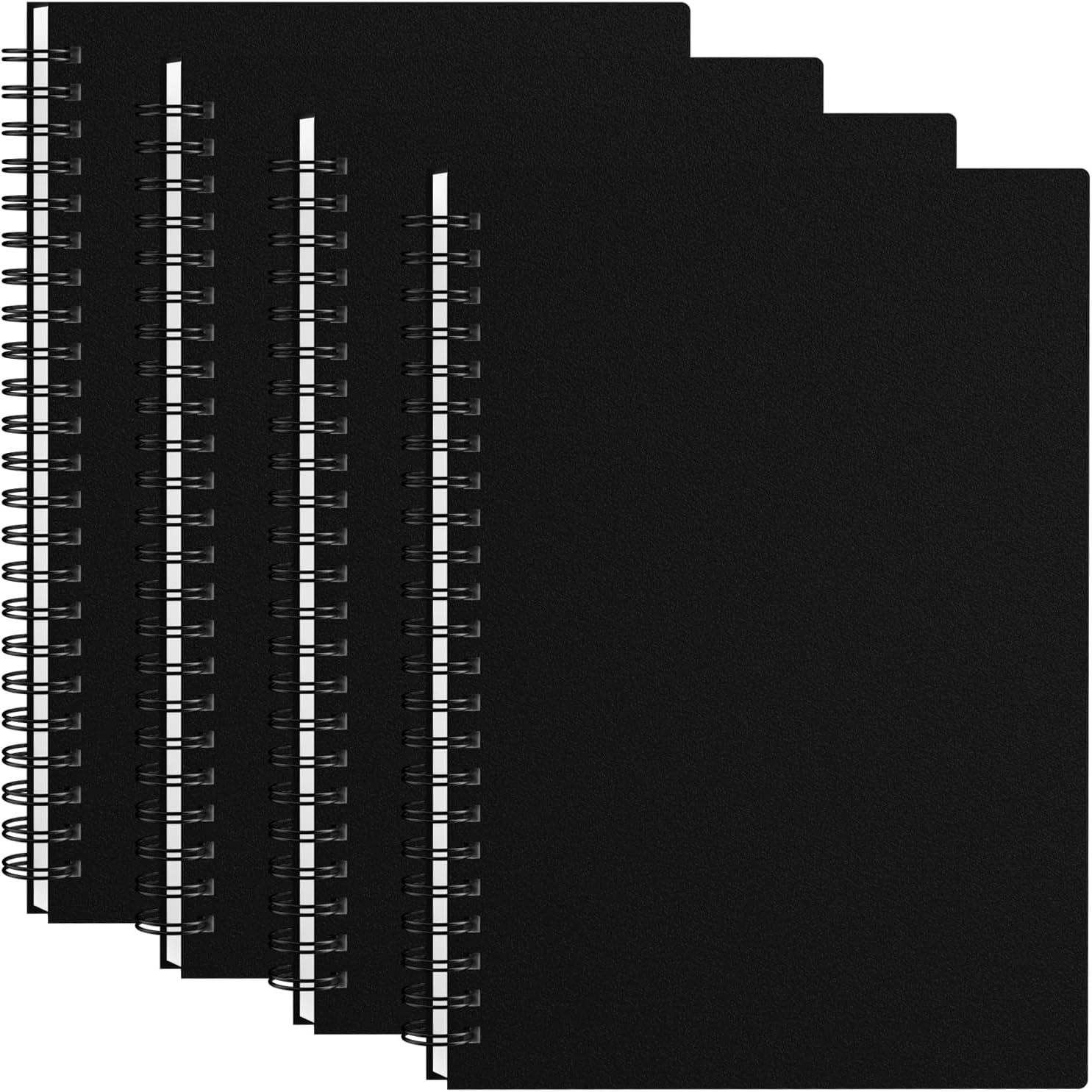 A5 Small Spiral Notebook, 10 Set Black Spiral Notebook Ruled Plastic Cover with 80GSM Thick Paper, Lined Notebook Journal for Business, Schools, Offices, Students Writing (5.6”x8.3”)