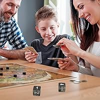 Vista 4 de 5 dados de números de juego, divertido juego de dados negros para toda la familia, juego de dados poliédricos de esquina redonda de plástico de 0.63