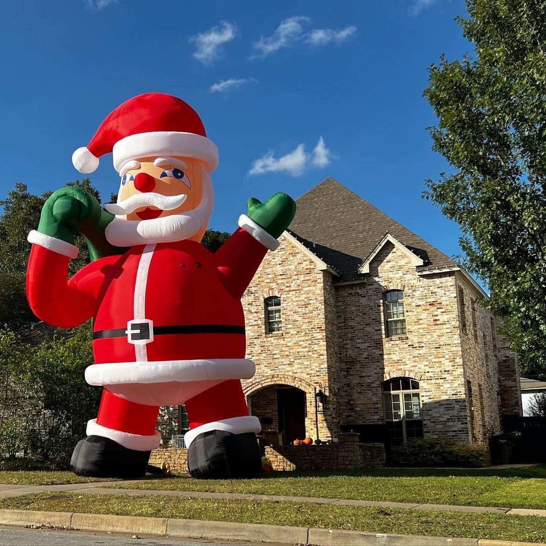 OZIS Giant 20Ft Santa Claus Inflatable for Christmas with Blower Outdoor Decorations, Huge Premium Inflatable Santa Holding Bag Blow Up Yard Décor for Holiday Patio Lawn