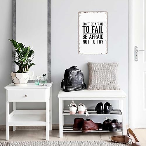 Miniatura 4 de LAHUTK Funny Signs Poster Don't Be Afraid To Fail Metal Wall Art for Office Dorm Room Bar Garage Decor 8X12inch