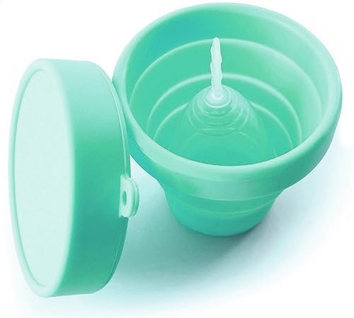 Miniatura 4 de Taza esterilizadora plegable de silicona para tazas menstruales y almacenar tu copa de diva plegable para viajar desde LUCKY CLOVER azul cielo