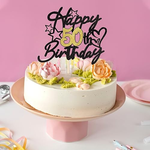 Miniatura 4 de 1 paquete de decoración de pastel de cumpleaños 50 con purpurina para 50 años, cincuenta y 50 años, fabulosa selección de pasteles de cumpleaños con