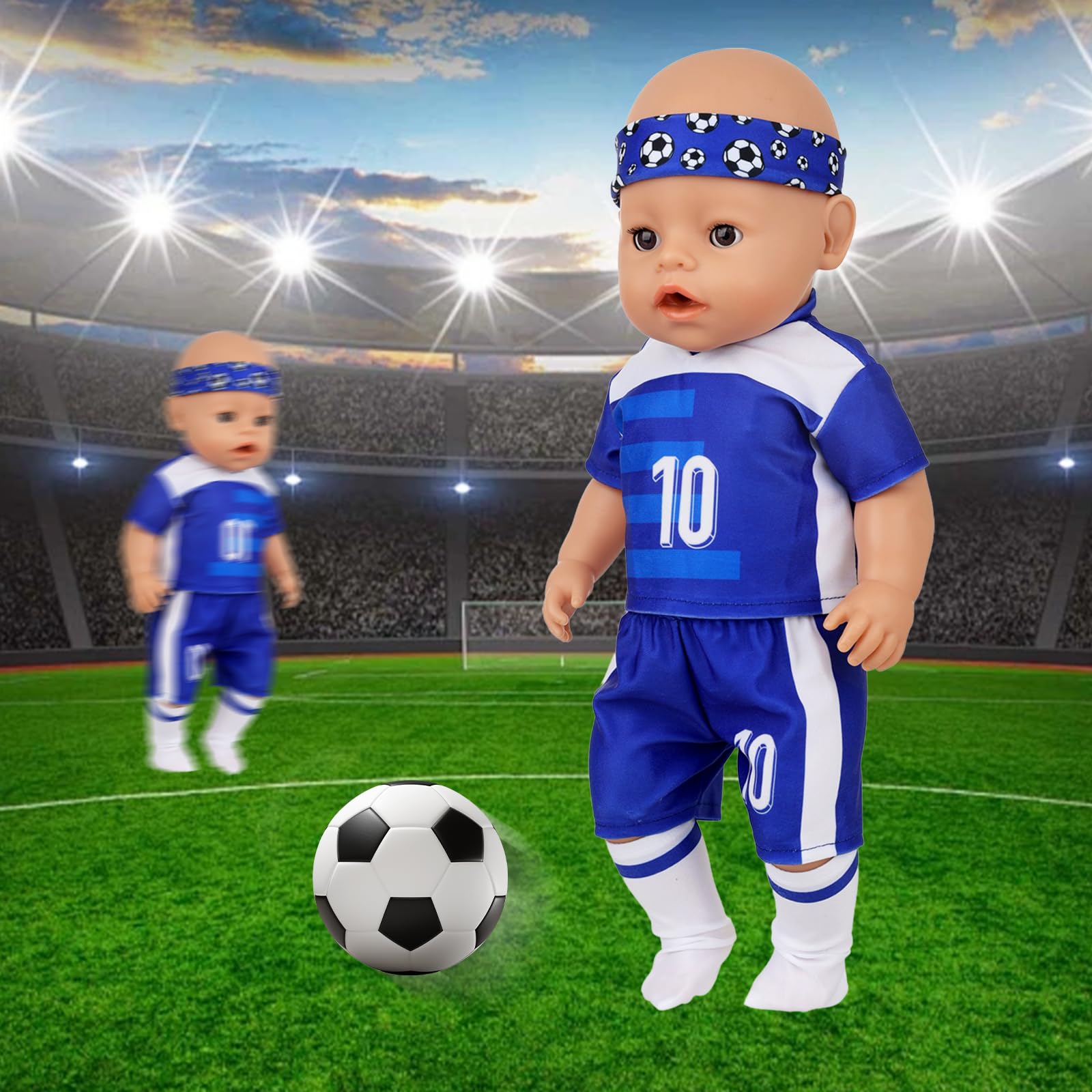 Set De Ropa Deportiva Para Muñecas De 35-43 Cm | 14 Piezas De Fútbol Con Camiseta, Pantalones, Zapatos Y Accesorios | Regalo Para Niños