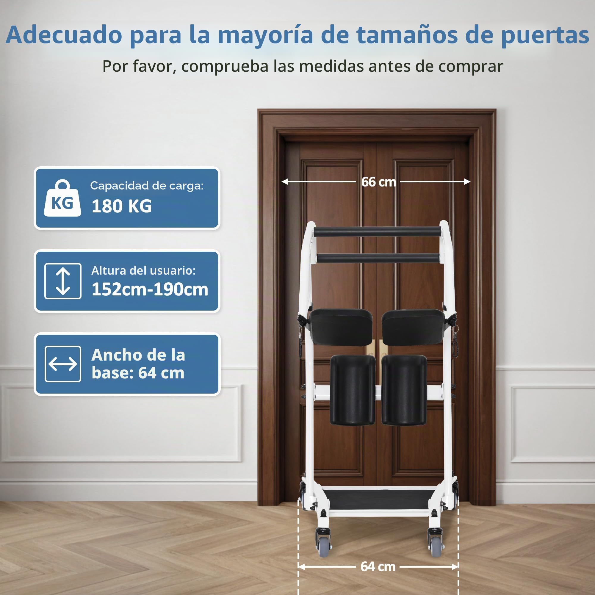 M MCombo Elevador de pacientes con correa de transferencia, ayuda para levantarse de la cama para personas mayores, cuidado y ayuda, 180 kg, silla de ruedas, STA447BK