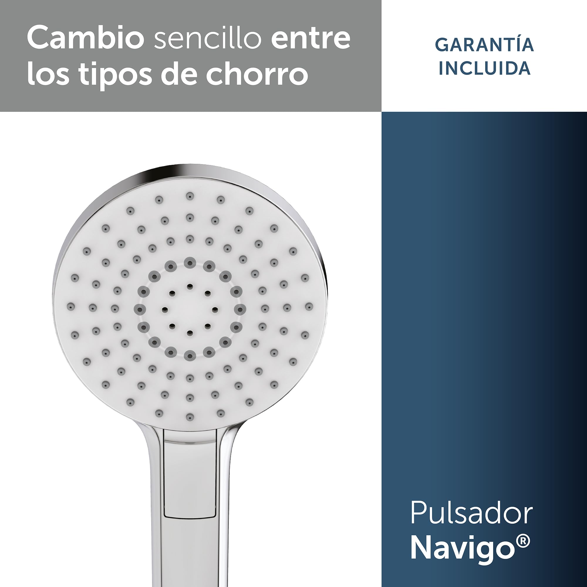 Ideal Standard – Ducha de mano Idealrain Evo, cabezal de ducha ahorrador de agua con 3 modos de chorro (lluvia suave, masaje, lluvia suave), Ø 11 cm, boquillas EasyClean, cromado