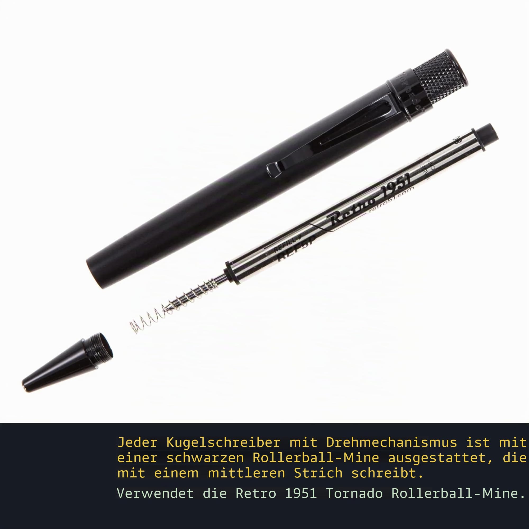 Retro 51 Tornado Deluxe Stealth VRR-1701 Tintenroller, Schwarz