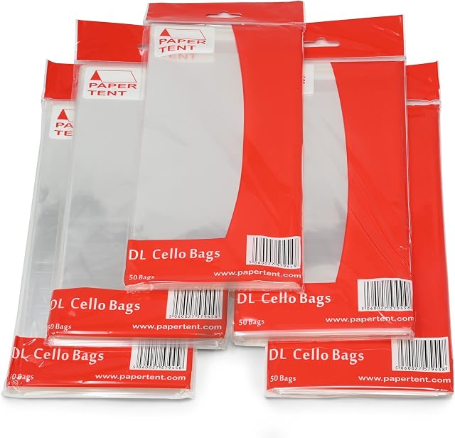 Papertent DL Cello Bags, Qty 250 (5 PACKS x 50)