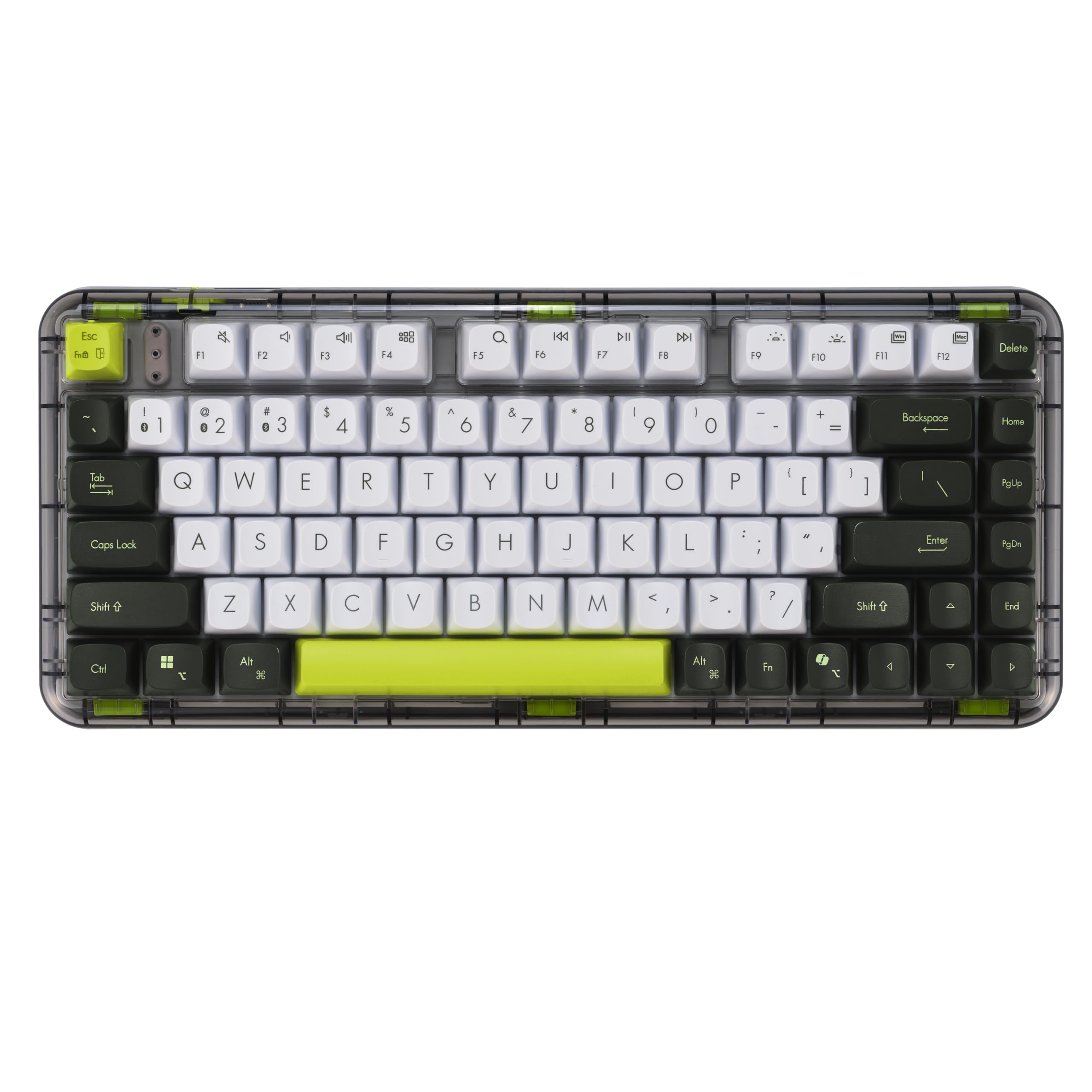 asus jelly75 wireless keyboard kd201 – tri-mode (bt/2.4ghz/wired), up to 5 devices, hot-swappable, 1k polling rate, smooth quiet typing, windows/macos toggle, for productivity/gaming – volt green