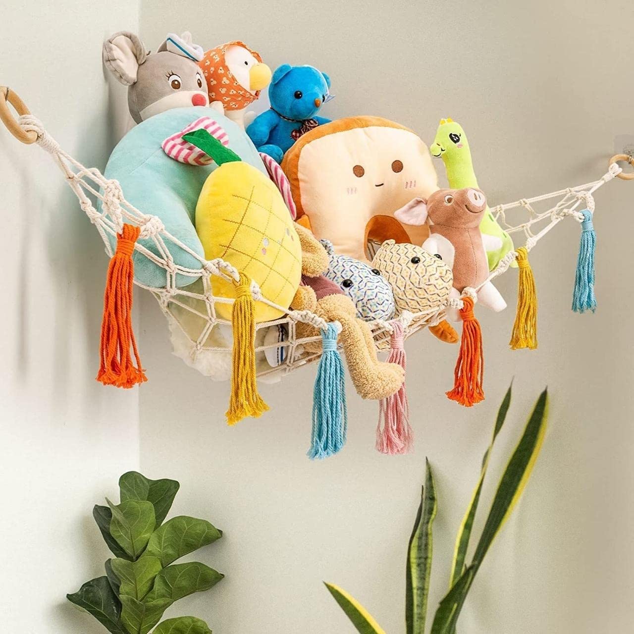 ecofynd Stuffed Soft Toy Organizer, Animal Toy Hammock, Jumbo Capacity Hanging Cotton Storage, Boho Large Corner Plush Toys, Net Holder, Nursery Kids, Play Room, Bedroom, Kid Room (BH010) - Image 8 thumbnail