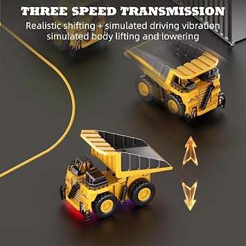 Remote Control Dump Truck for Boys Adults, Metal Rc Dump Truck, 10-Channel Construction Vehicle Gift for Kids Birthday or Christmas