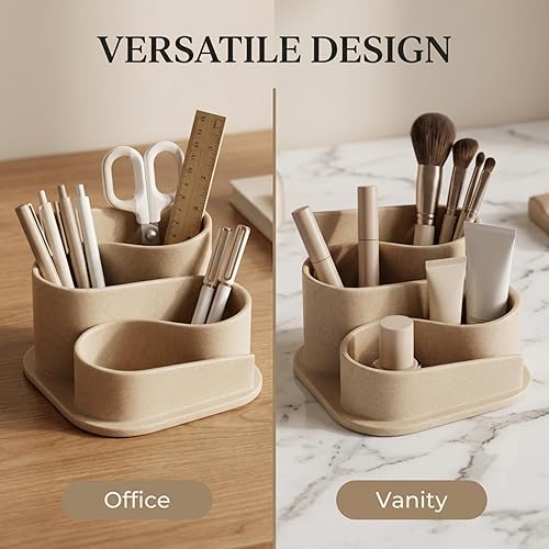 Miniatura 5 de OAKOA Organizador de escritorio estético, accesorios estéticos de escritorio de oficina, soporte bohemio para bolígrafos, accesorios de escritorio