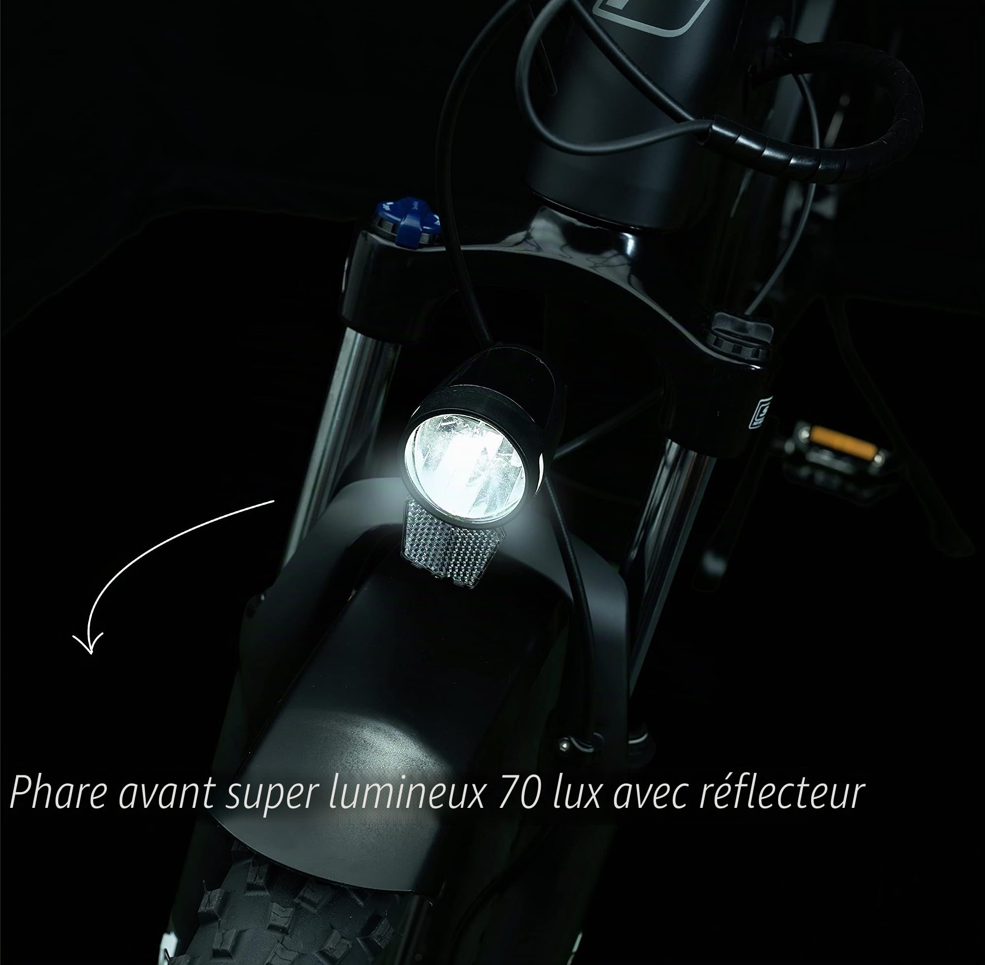 Fischer Phare de vélo à Dynamo LED 70 lux | Lampe de vélo avec Fonction feu de Position | Lumière de vélo LED avec crépuscule Automatique, Noir