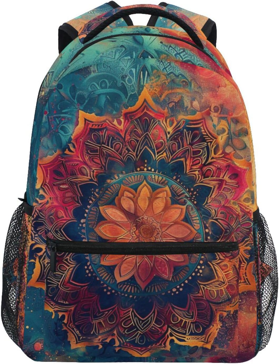 Bohemian Mandala Flower (3) Laptop Backpack for Women Men, Personalized College Bookbag Travel Bag Casual Daypack back packs
