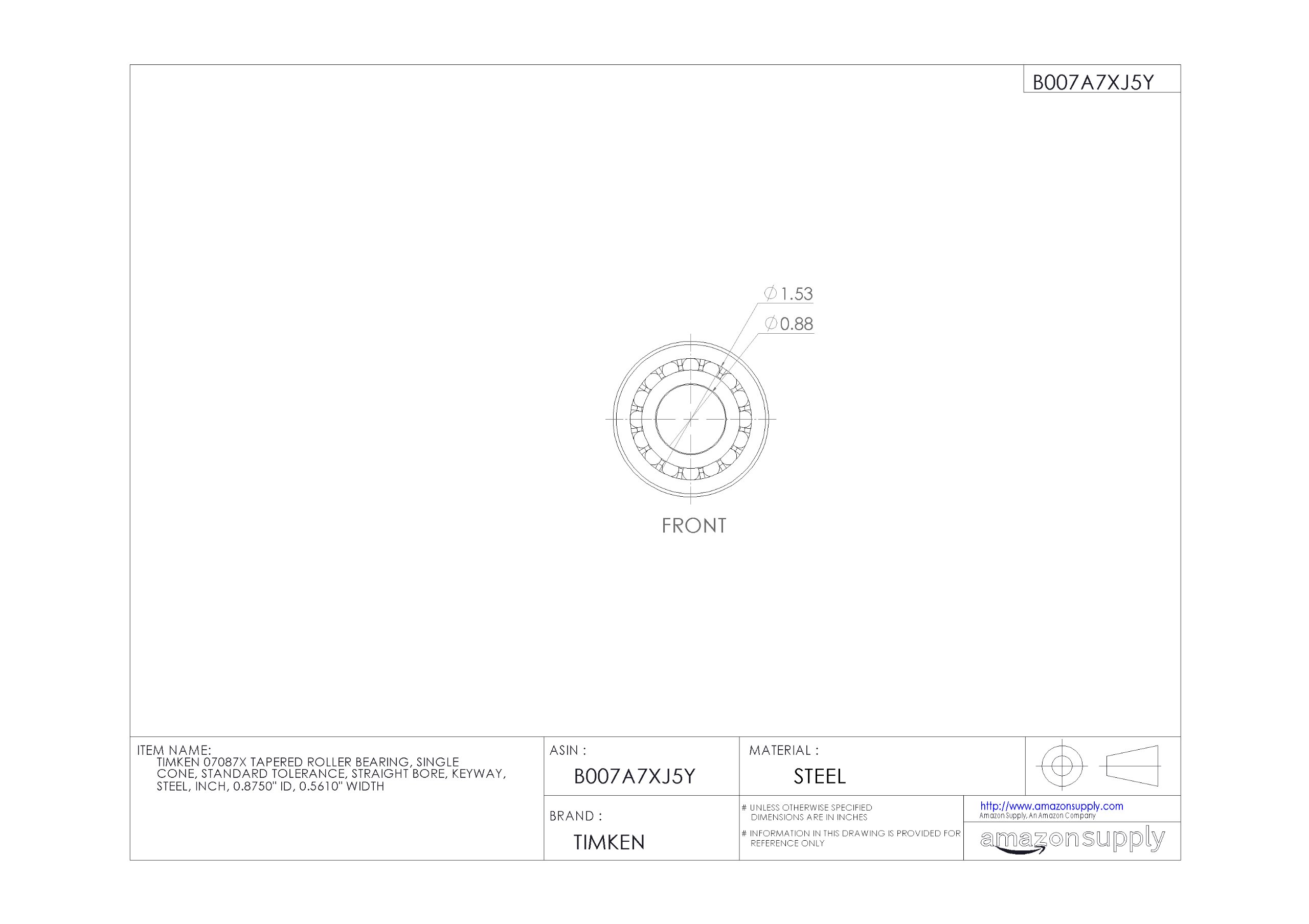Timken 07087X, pierścień wewnętrzny do łożysk stożkowych
