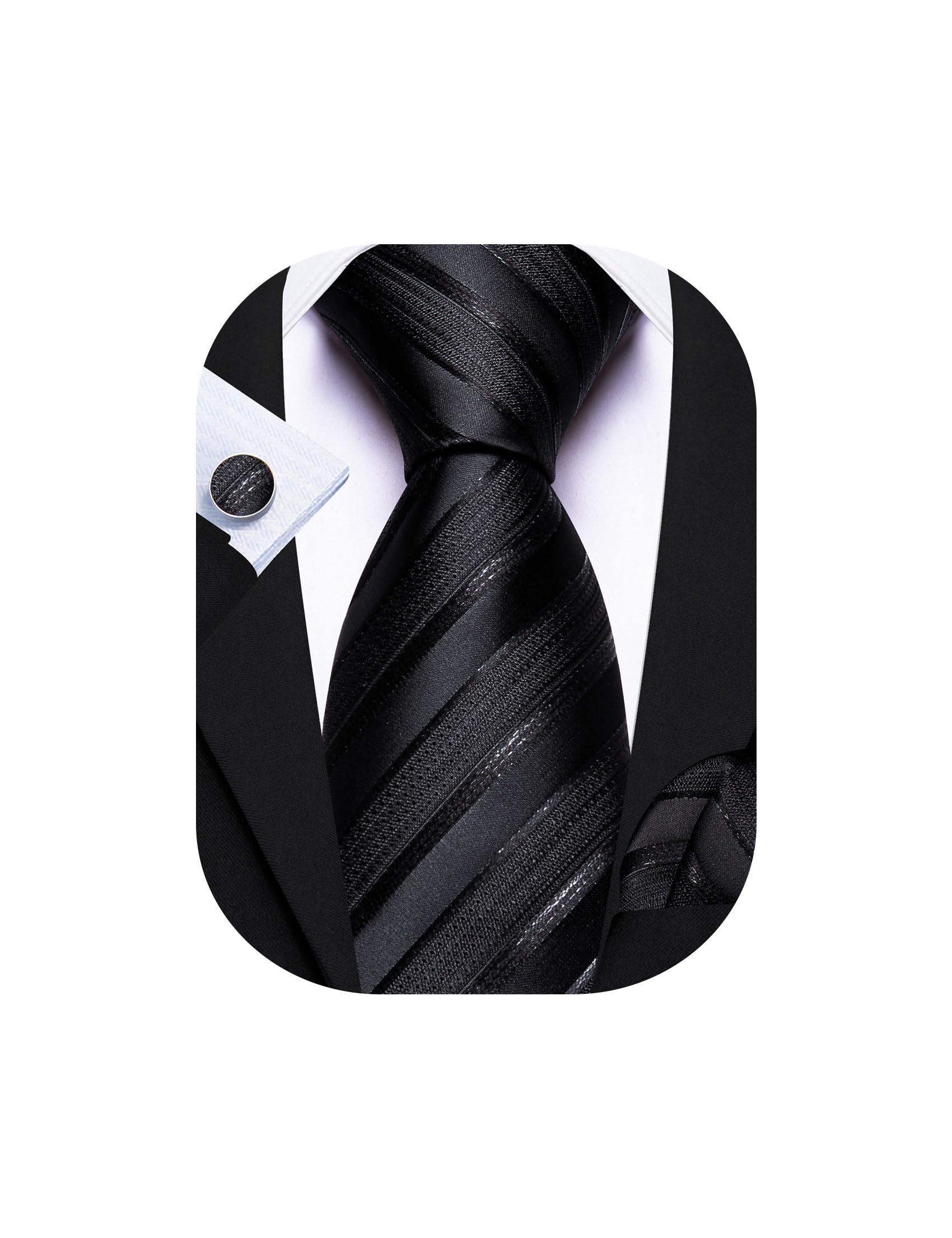 Barry.Wang Mens Tie Set Plaid Check Stripe Neckties Pocket Square Cufflinks | Woven Classic,Formal/Casual Men's Necktie,Luxury,Business,Wedding,Party,Prom,Graduation