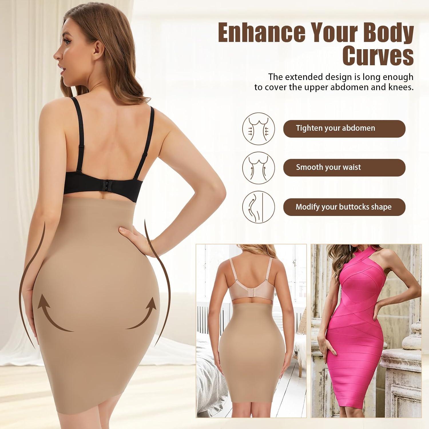 JOYSHAPER Shapewear Half Slip for Under Dress Tummy Control Skirt Slip Slimming Slip Body Shaper - Image 3