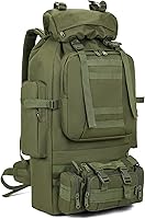 HongXingHai 100L MOLLE Military Tactical Hiking Backpack - Waterproof Lightweight Army Green Rucksack for Camping Climbing
