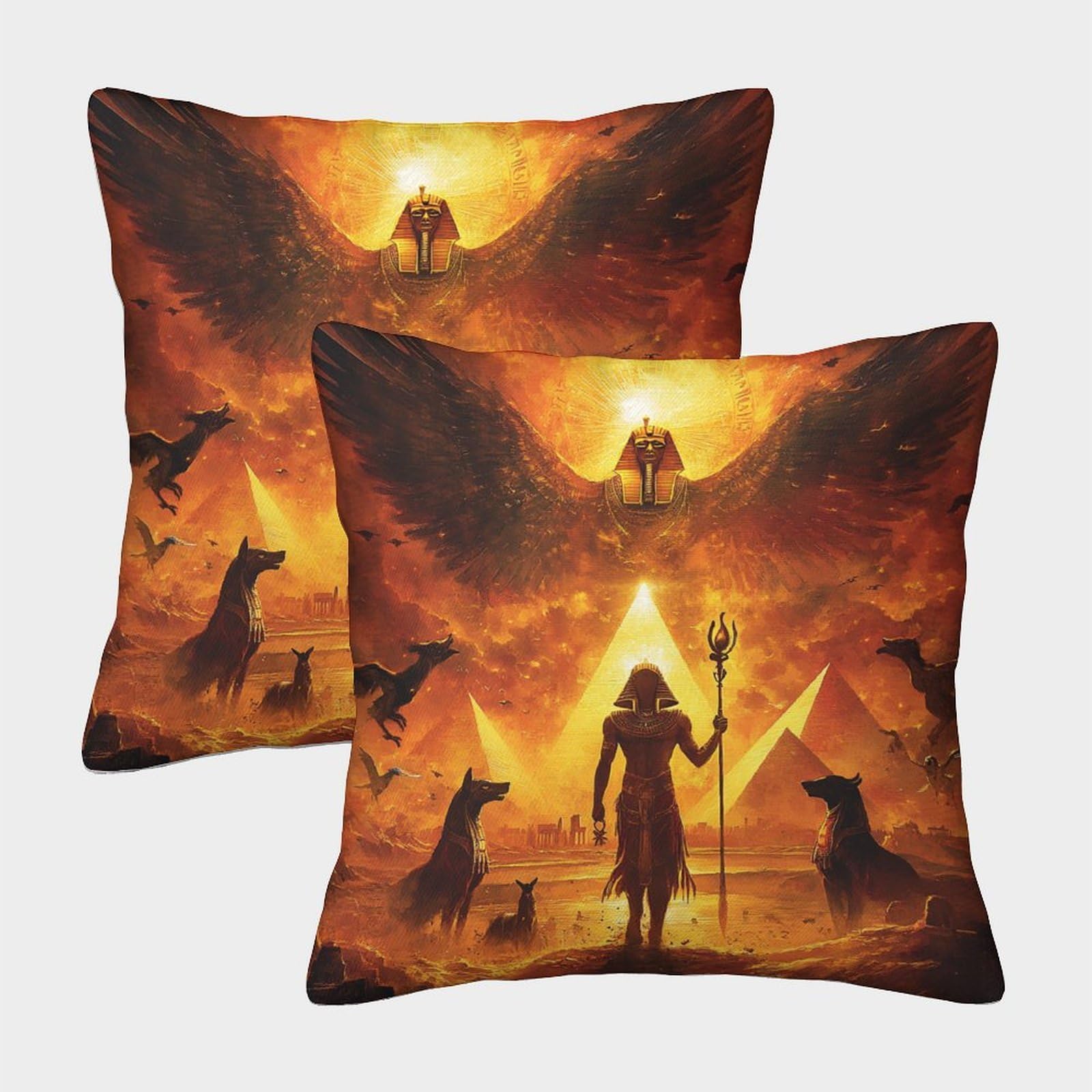 kaiyun 2 Pack 40x40cm Pillow Cases,Egyptian Mythology - Pyramids And Sphinx Decorative 3D Printed Cushion Cover,sofa Bed Decorative Cushions