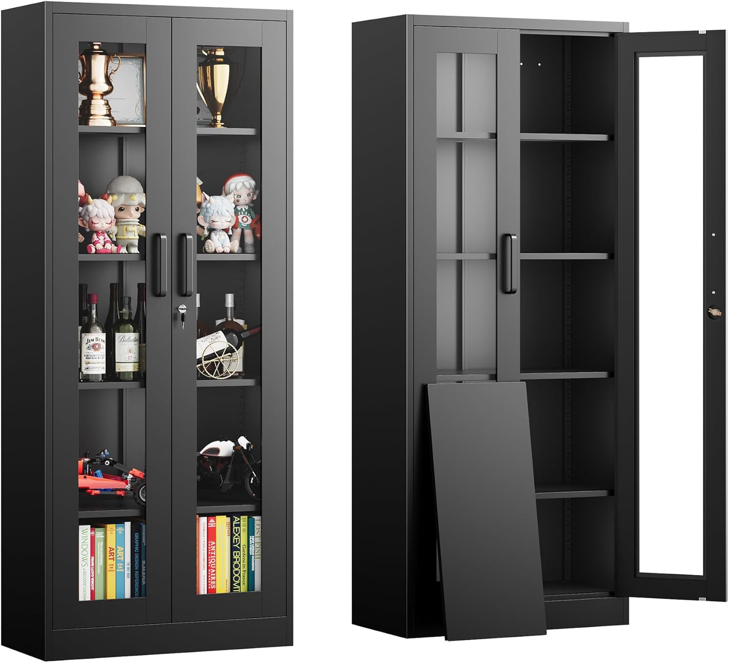 Display Storage Cabinet with Glass Doors