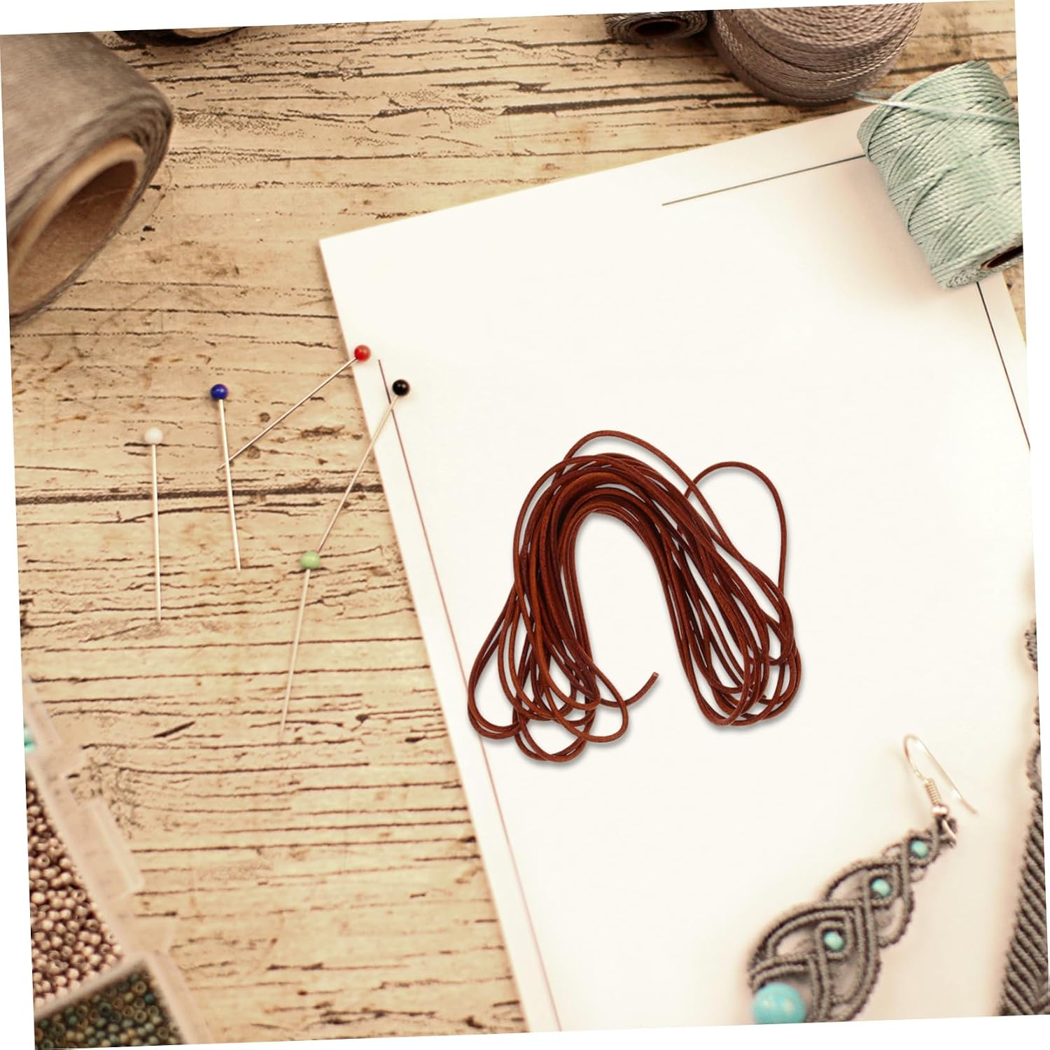 Brown Flat Leather Cord for DIY Braided Bracelet and Crafts