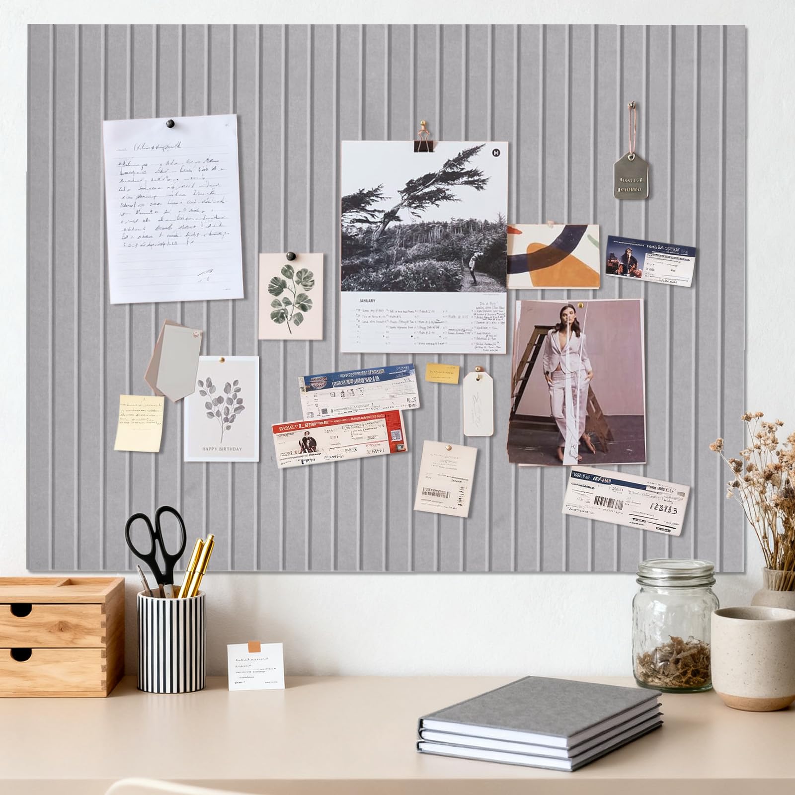 Pin Board, Large Self-Adhesive 90 x 60 cm, Self-Adhesive Pin Board, Cork Board, Decorative Felt Notice Board, Foldable Photo Board, Memo Board, Vision Board for Office, Home and Children's Room โ image 1