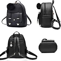 Vista 2 de I IHAYNER Mochila de moda para niñas y adolescentes, monederos de piel sintética con pompón, bolsa de hombro