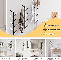 Vista 3 de Perchero de pared vertical de bambú para pared, perchero de pared, árbol, perchero, perchero flotante para sombreros, chaquetas, bolsos, entrada